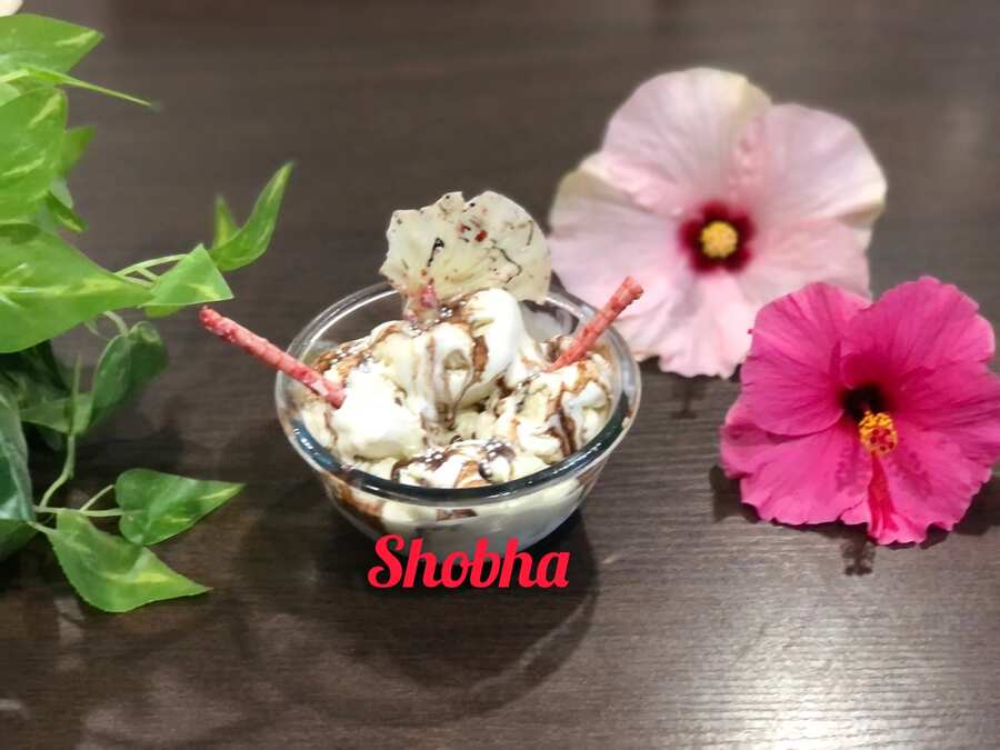 VANILA ICE CREAM WITH CHOCOLATE SAUCE