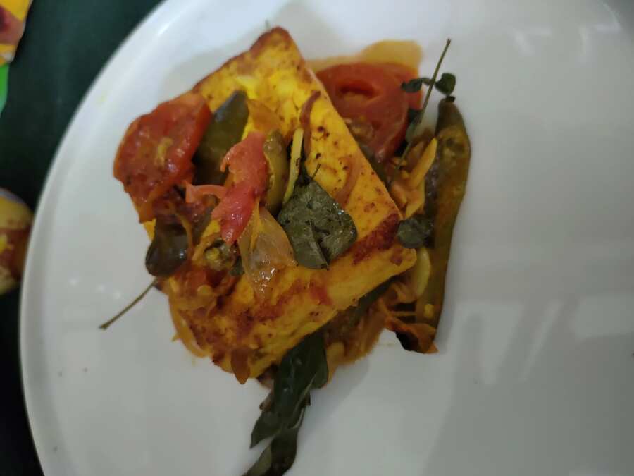 Paneer steak in banana leaf
