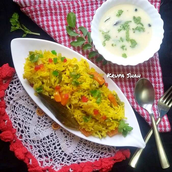 Vegetable pulao with tutti frutti