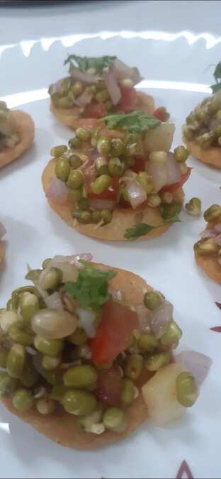Moong sprout papadi chat