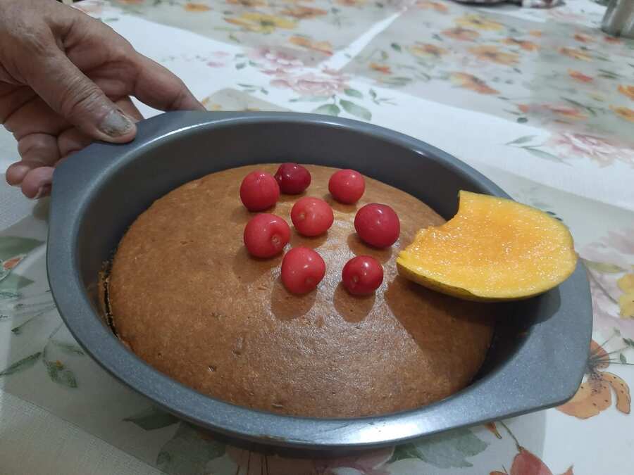 Eggless mango cake 