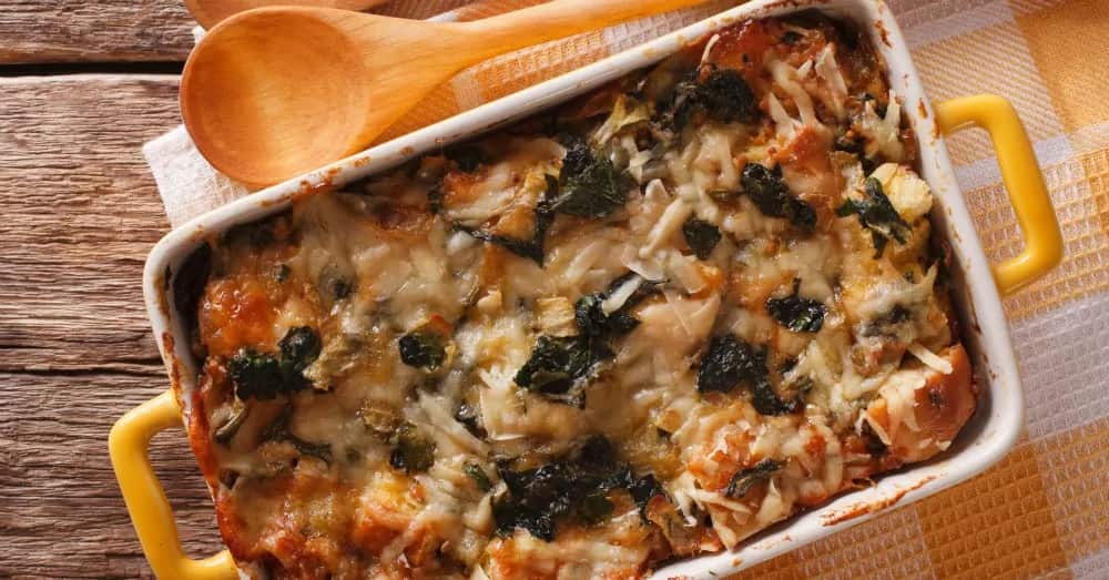 How to make Spinach And Chicken Bake With Croutons Recipe