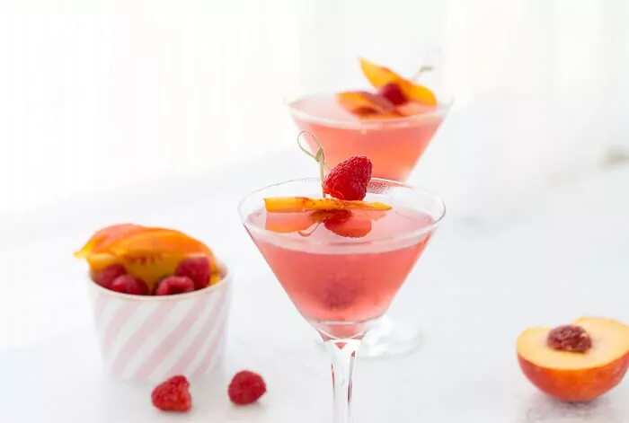 How to make Summer Peach Raspberry Martini Recipe