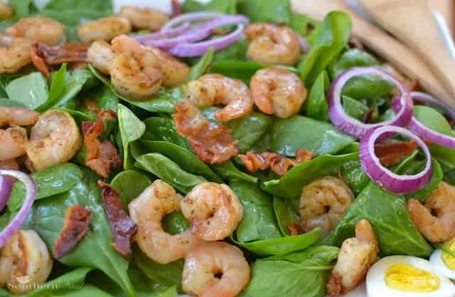How to make Spinach Salad With Shrimp And Warm Bacon Dressing Recipe