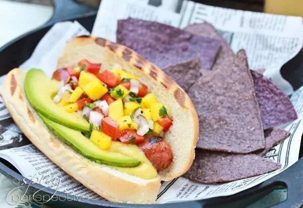 Hawaiian Hot Dogs With Mango Salsa