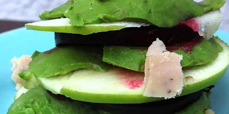 Roasted Beet, Avocado And Granny Smith Apples Tower