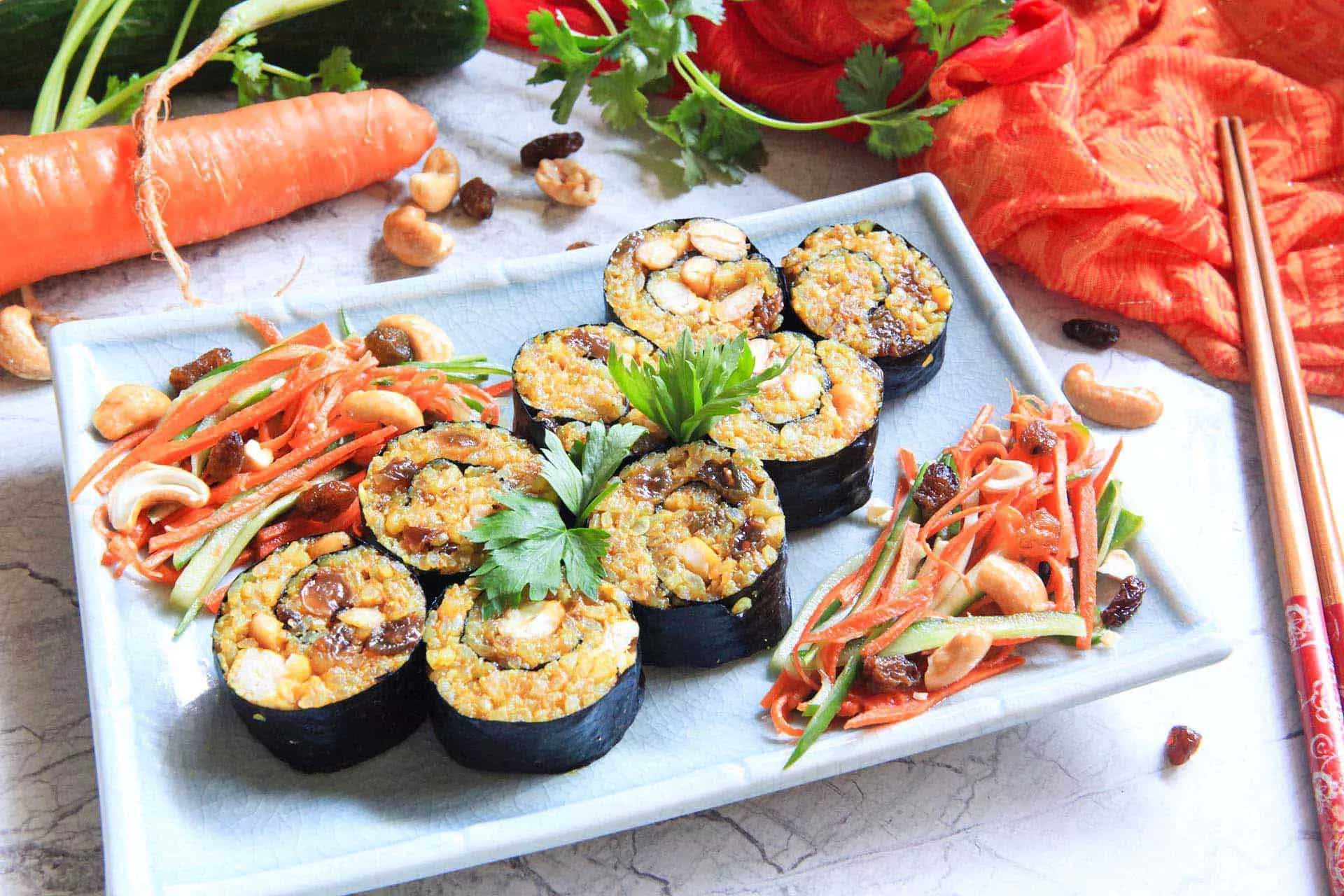 How to make Chicken Biryani Sushi Rolls Recipe