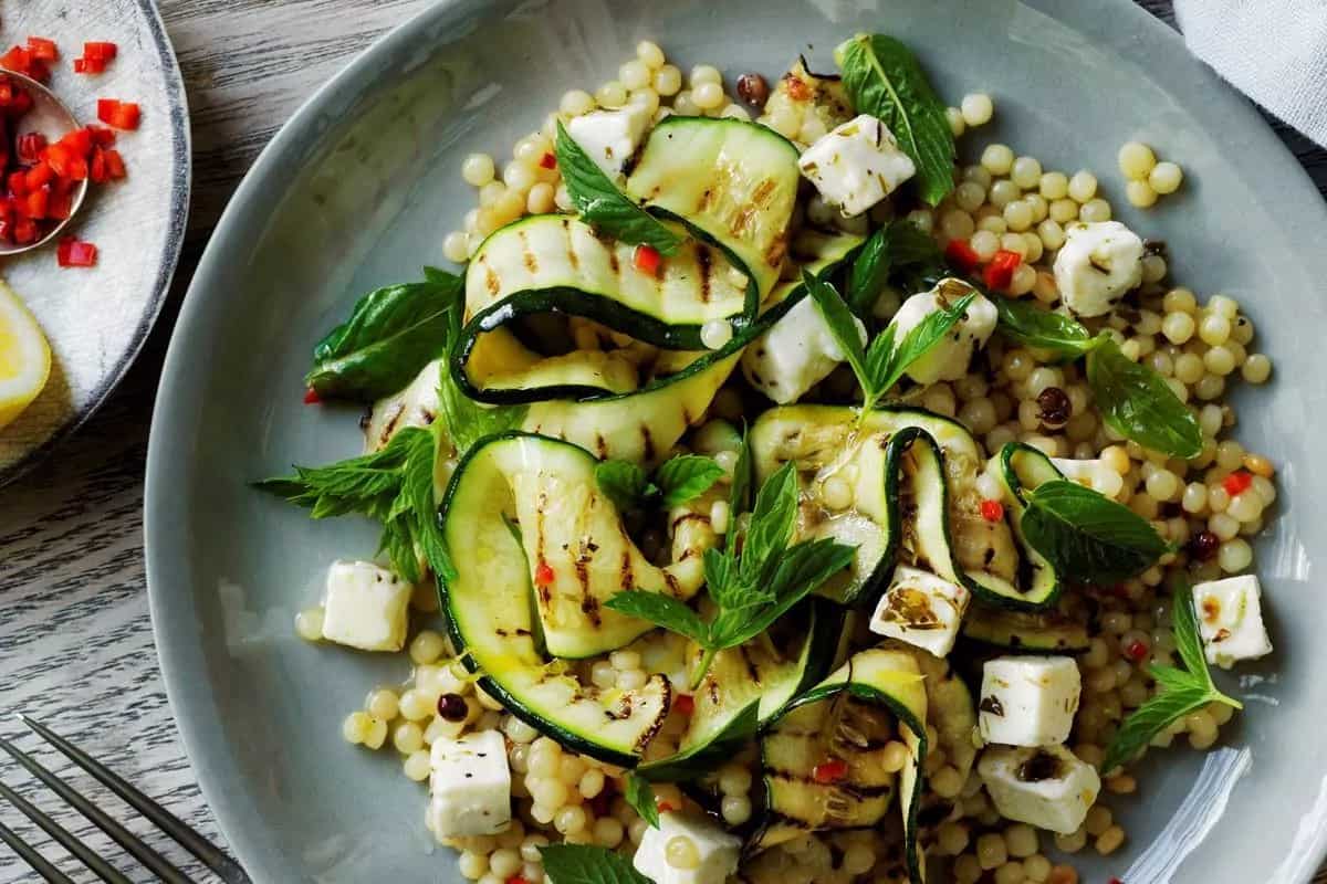 How to make Pearl Couscous With Grilled Zucchini And Fetta Salad Recipe