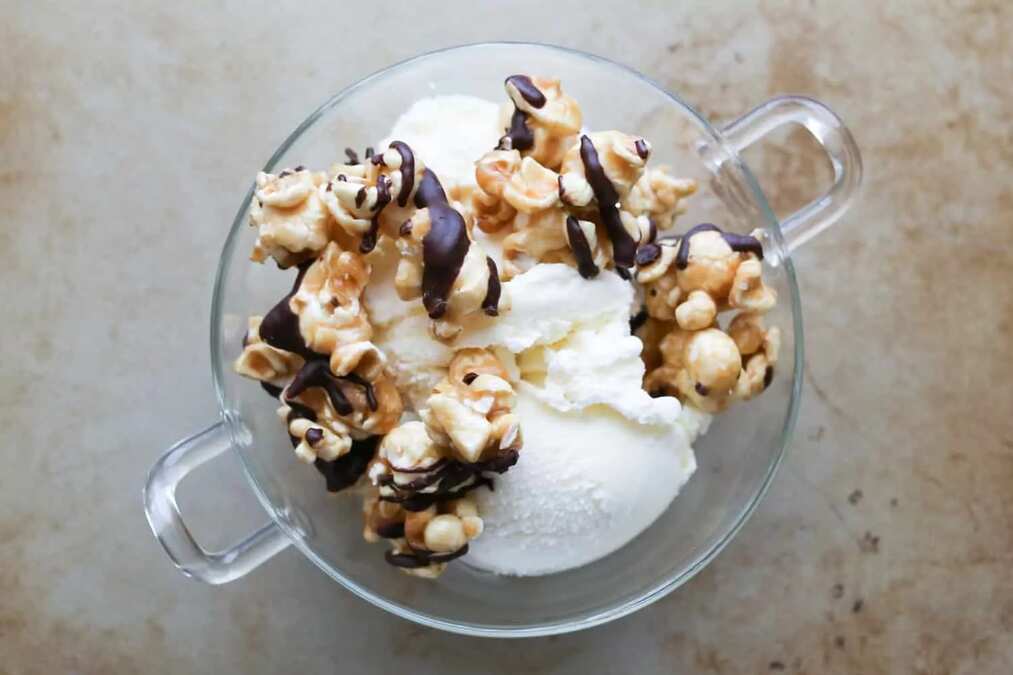 Caramel Popcorn Ice Cream Sundae