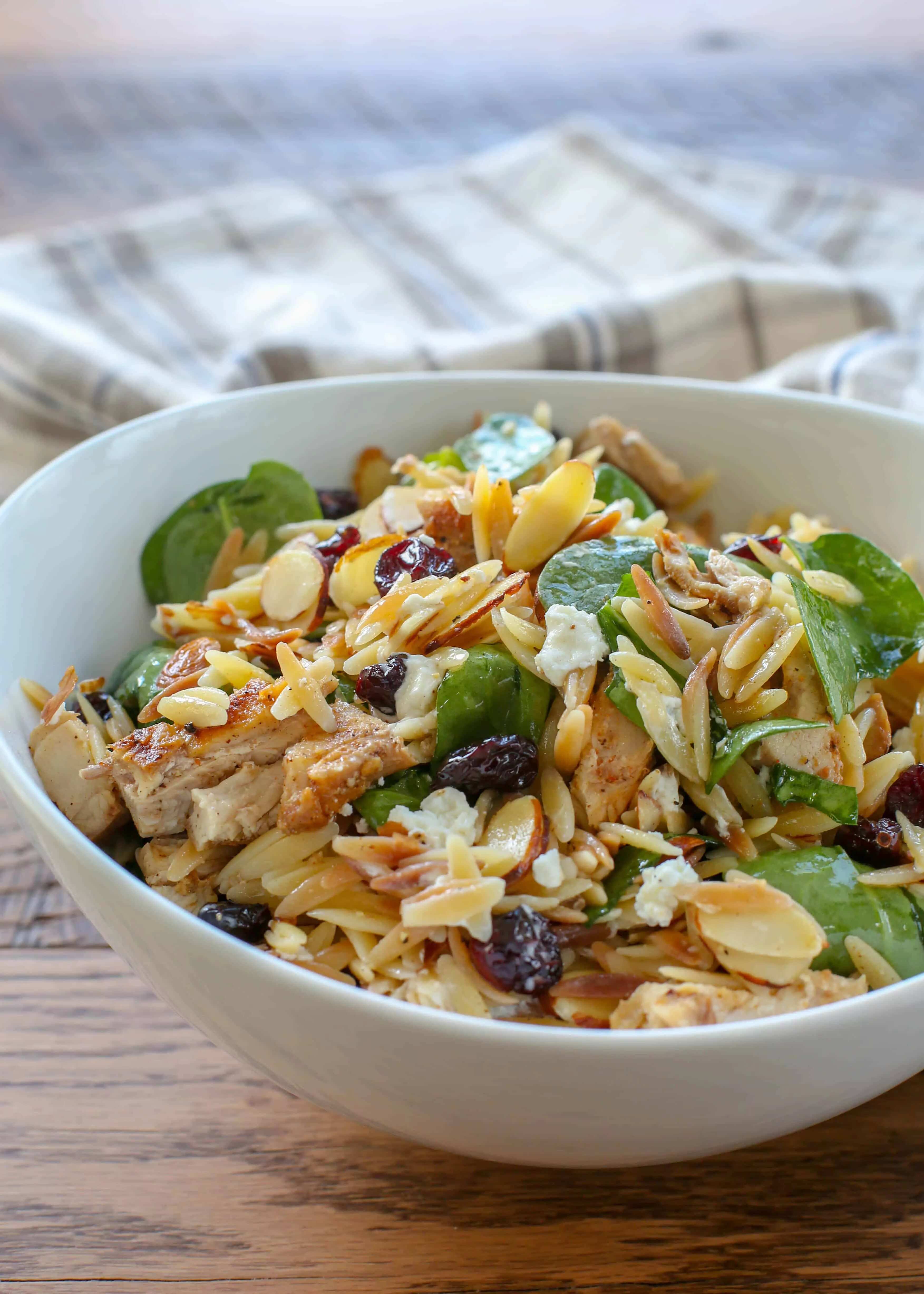 How to make Spinach Orzo Salad With Cranberries And Goat Cheese Recipe