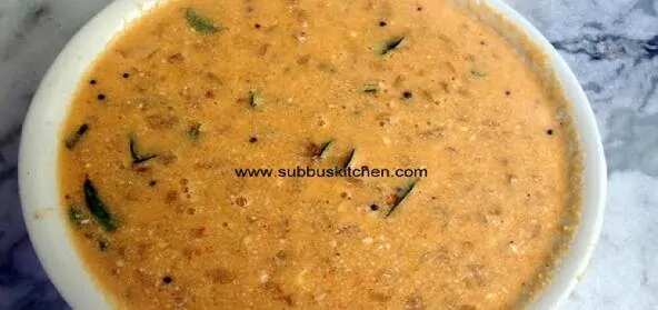 How to make Vazhaithandu (plantain Stem) Poritha Kuzhambu Recipe