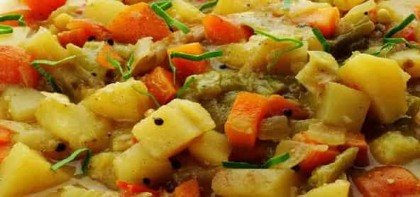How to make Veg Thenga Paal Kuzhambu Recipe