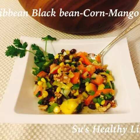 Caribbean black bean corn mango salad