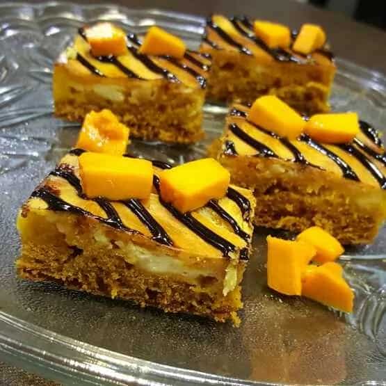 How to make Eggless Mango Cream Cheese Brownie Recipe