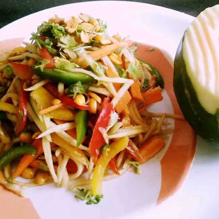 How to make Veg Thai Papaya Salad (without Pounding Recipe