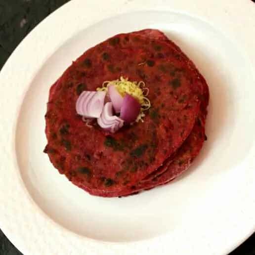 How to make Whole Wheat Beetroot & Cheese Paratha Recipe