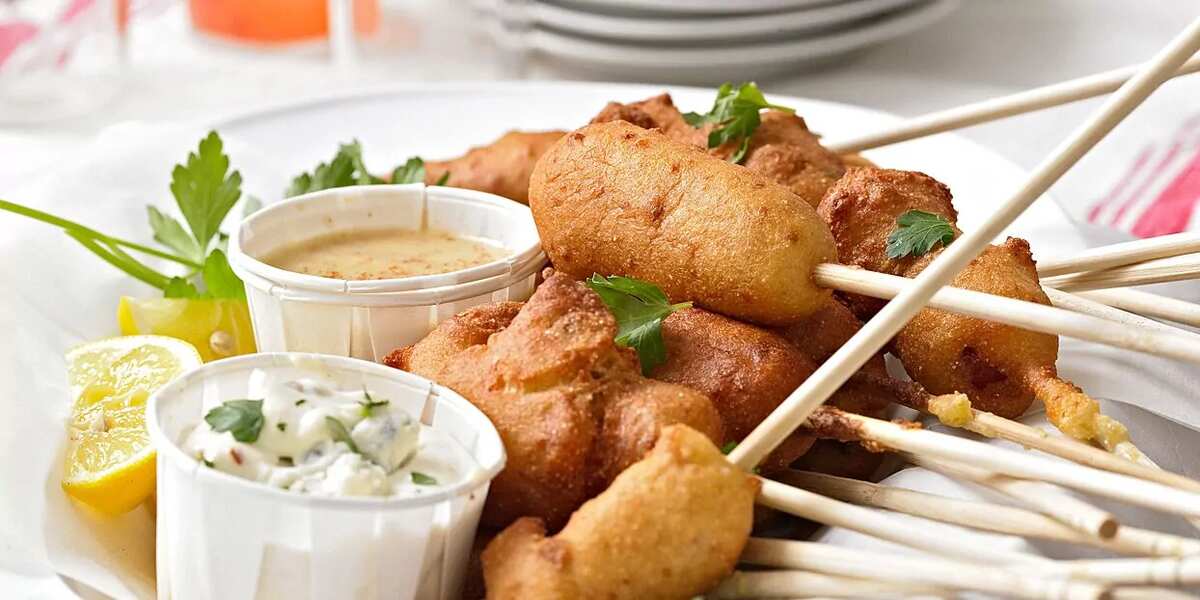Blue Cheese And Bacon Mini Corndogs