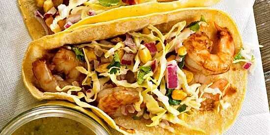 How to make Tamarind Shrimp Tacos With Roasted Corn Slaw Recipe