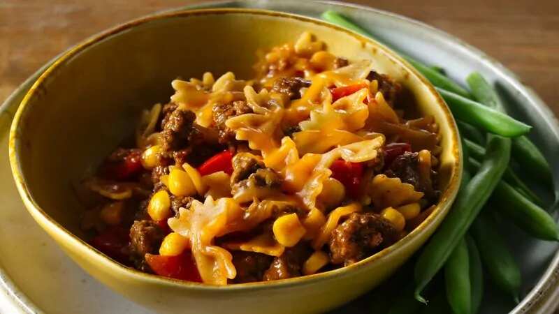 How to make Barbecued Beef And Bow Tie Dinner Recipe