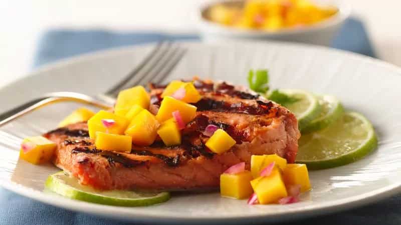 How to make Grilled Ginger-teriyaki Salmon With Honey-mango Salsa Recipe
