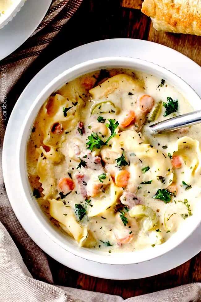 How to make Creamy Ham And White Bean Tortellini Soup Recipe