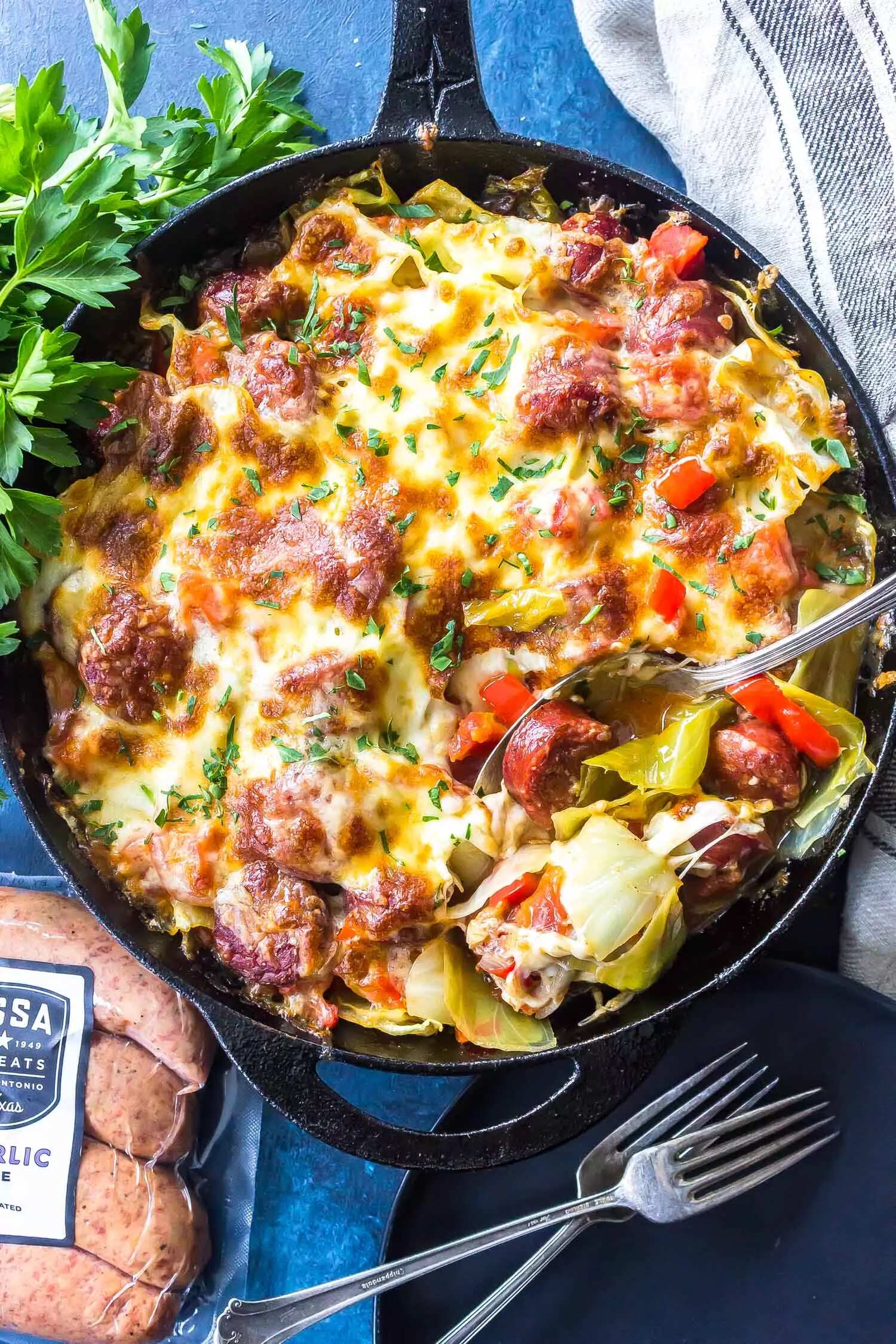 How to make Keto Cheesy Cabbage Sausage Skillet Recipe