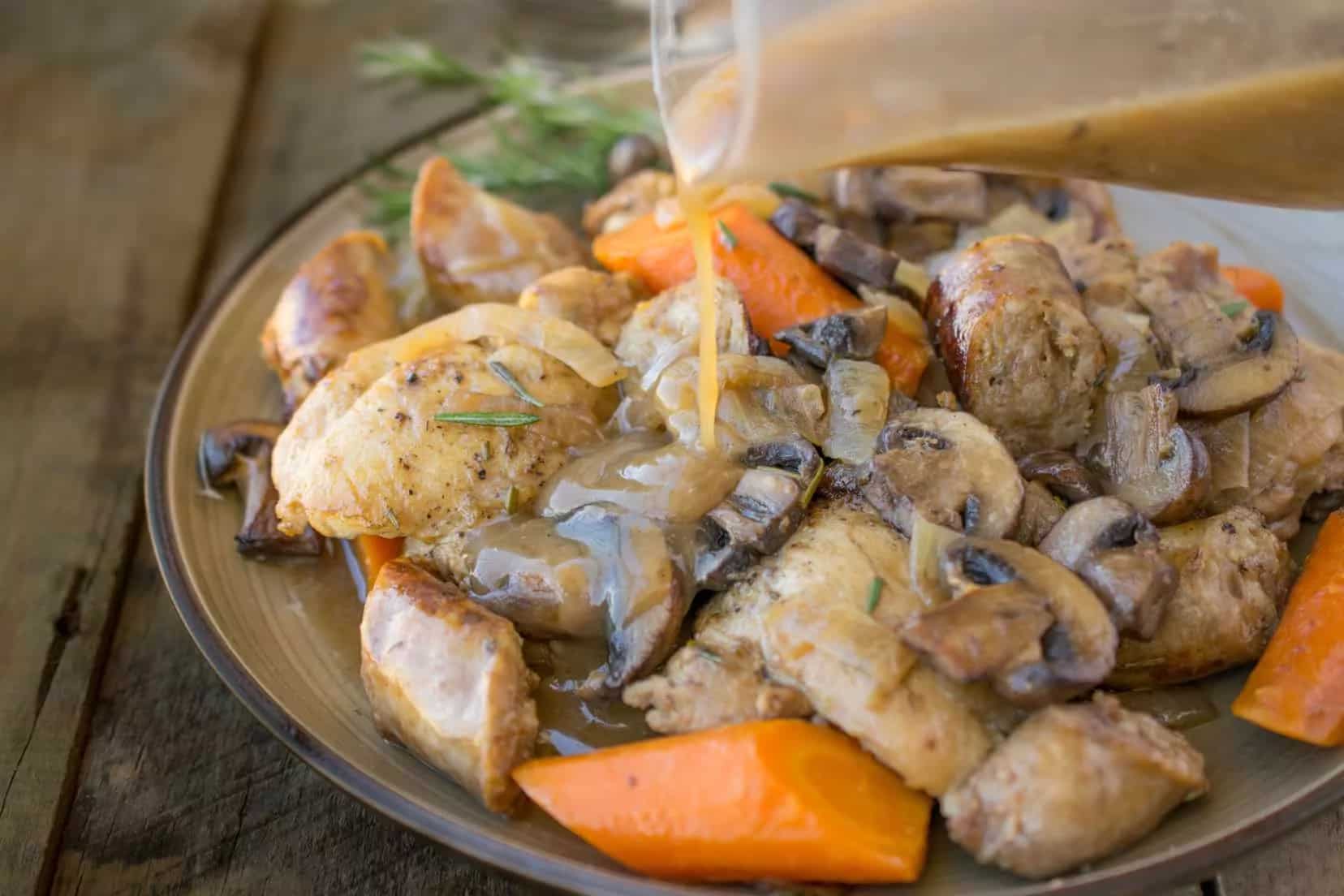 How to make Slow Cooker Rosemary Chicken Sausage & Mushrooms Recipe