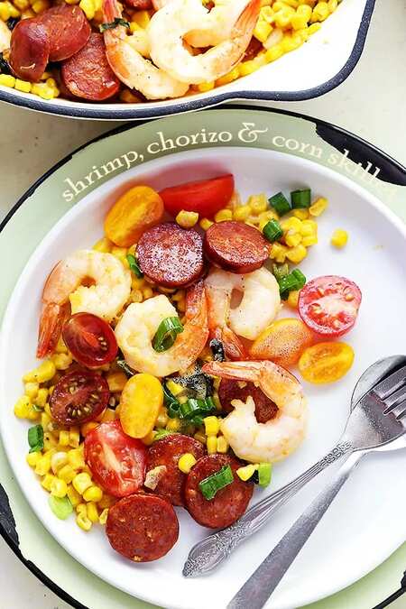 Shrimp Chorizo and Corn Skillet