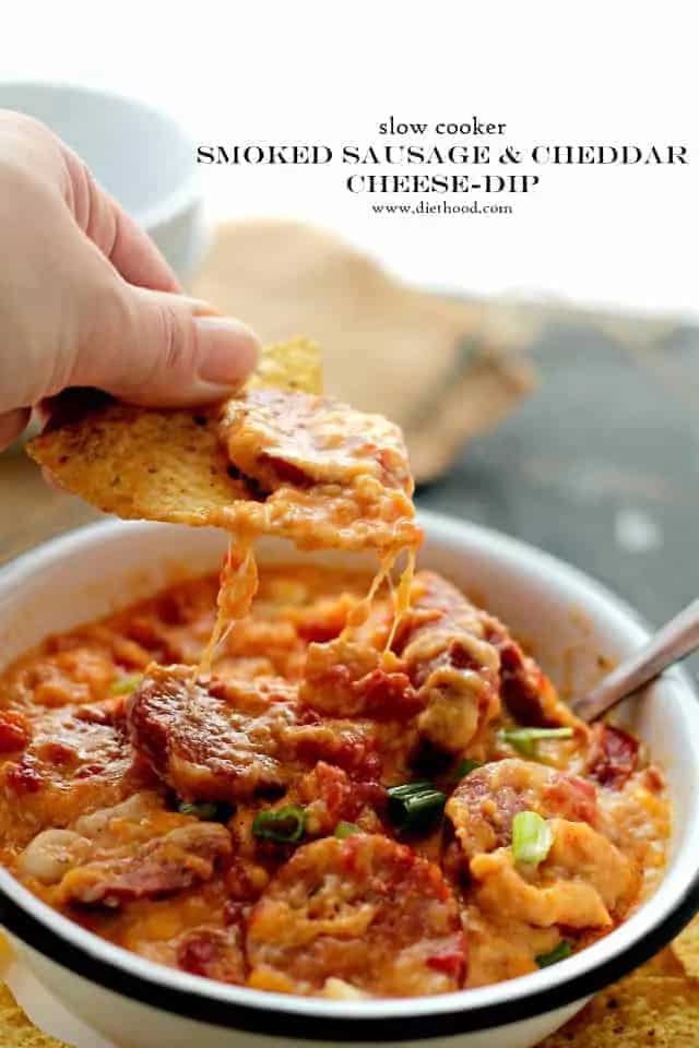 How to make Slow Cooker Smoked Sausage And Cheddar Cheese Dip Recipe