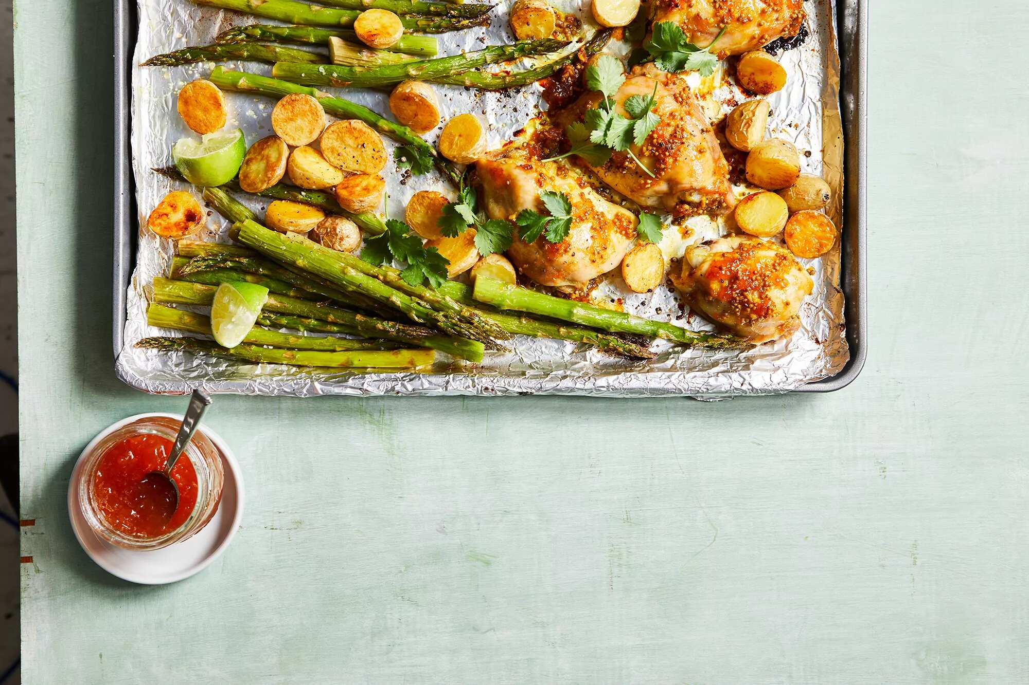 How to make Apricot Glazed Chicken With Potatoes & Asparagus Recipe