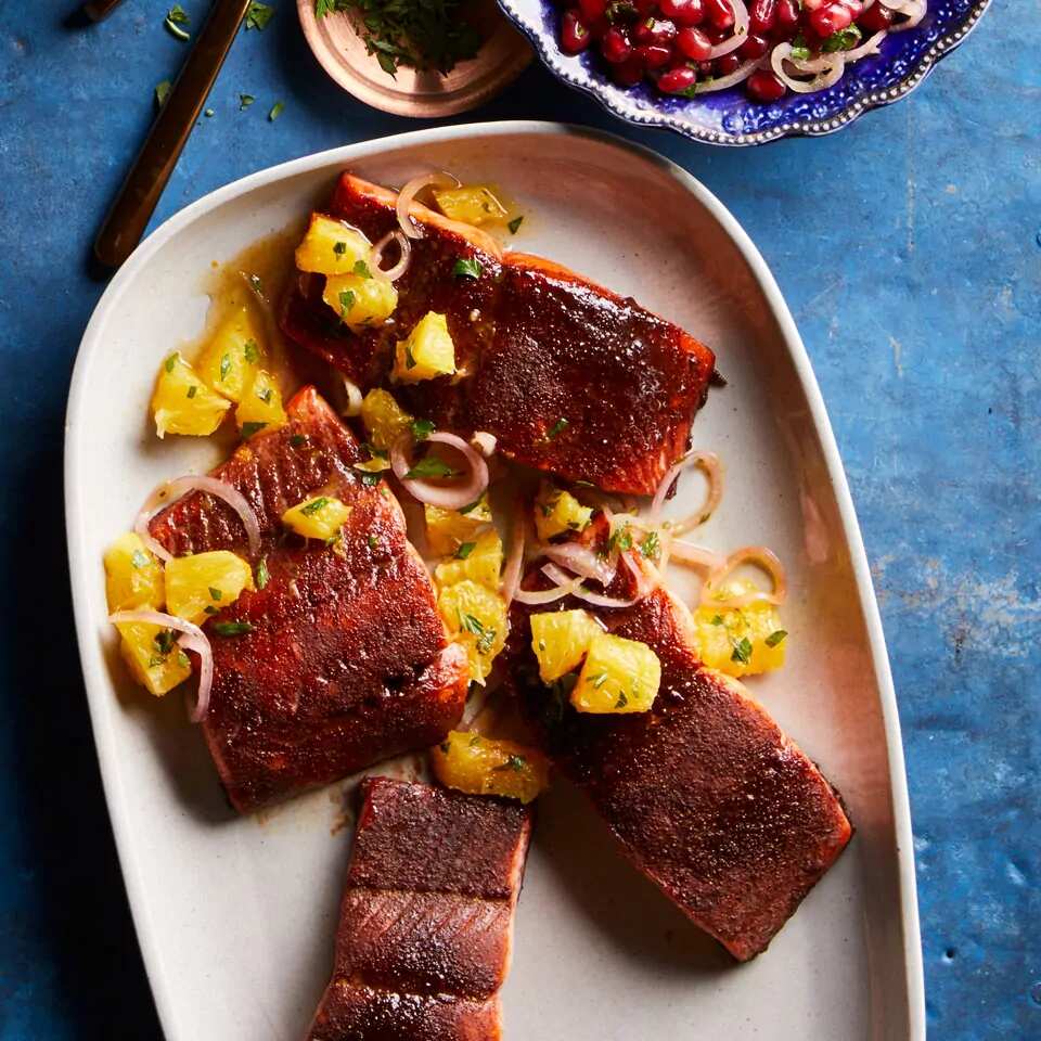 How to make Coffee-rubbed Salmon With Orange Salsa Recipe