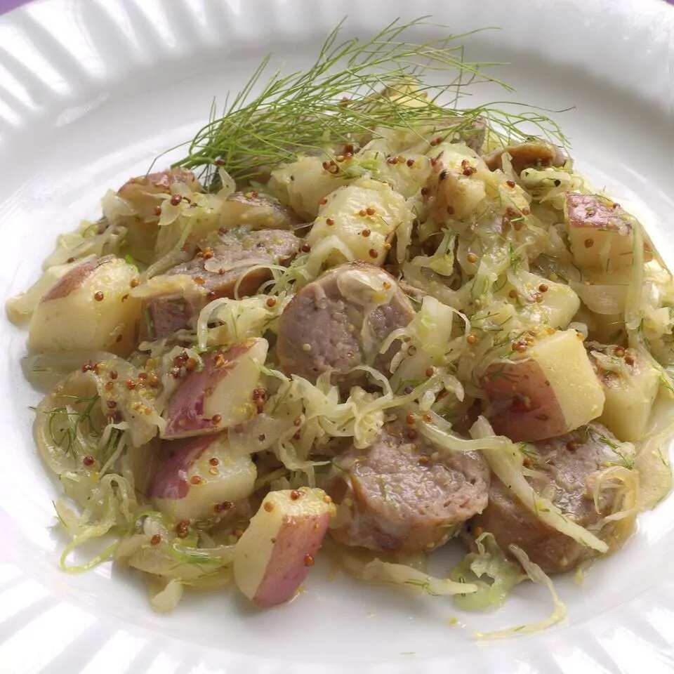 How to make Fennel Sauerkraut With Turkey Sausage &amp; Potatoes Recipe