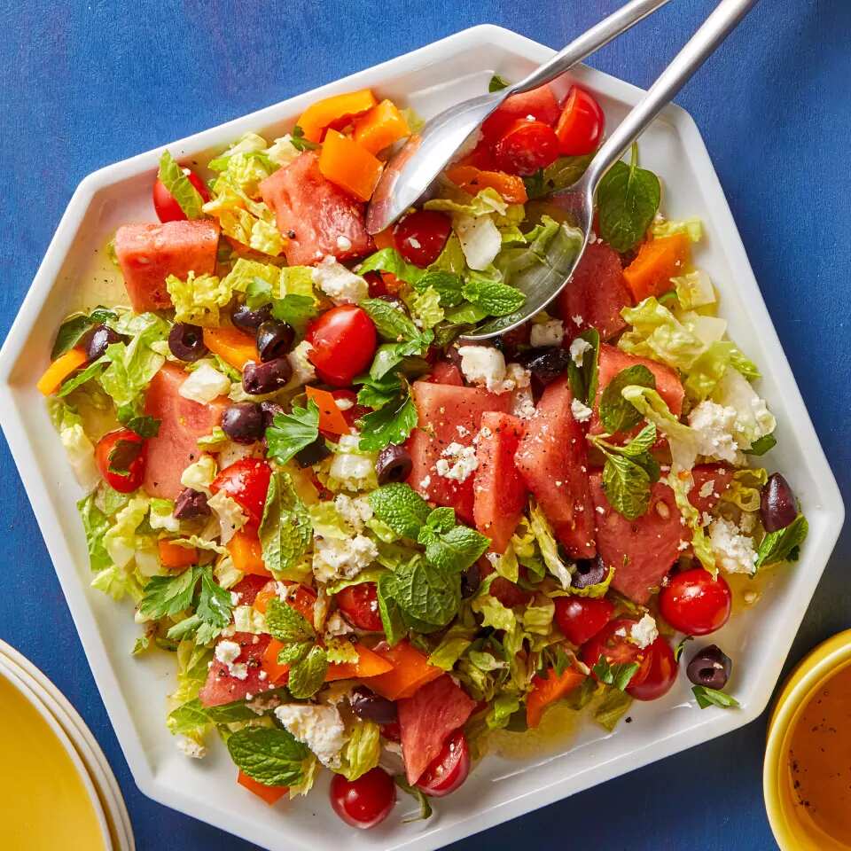How to make Greek Tomato & Watermelon Feta Salad Recipe
