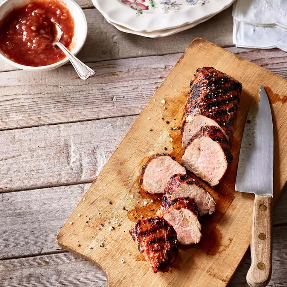 How to make Grilled Pork Tenderloin With Sweet & Sour Rhubarb Chutney
