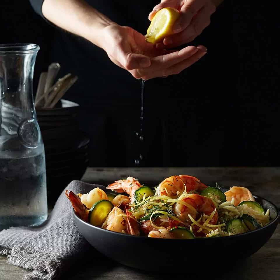 How to make Lemon-garlic Shrimp Over Orzo With Zucchini Recipe