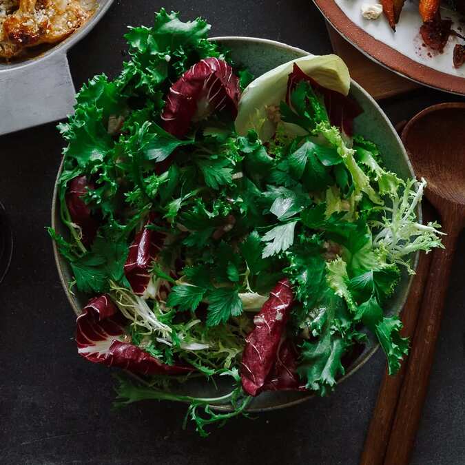 Mixed Chicories With Burnt Honey Vinaigrette