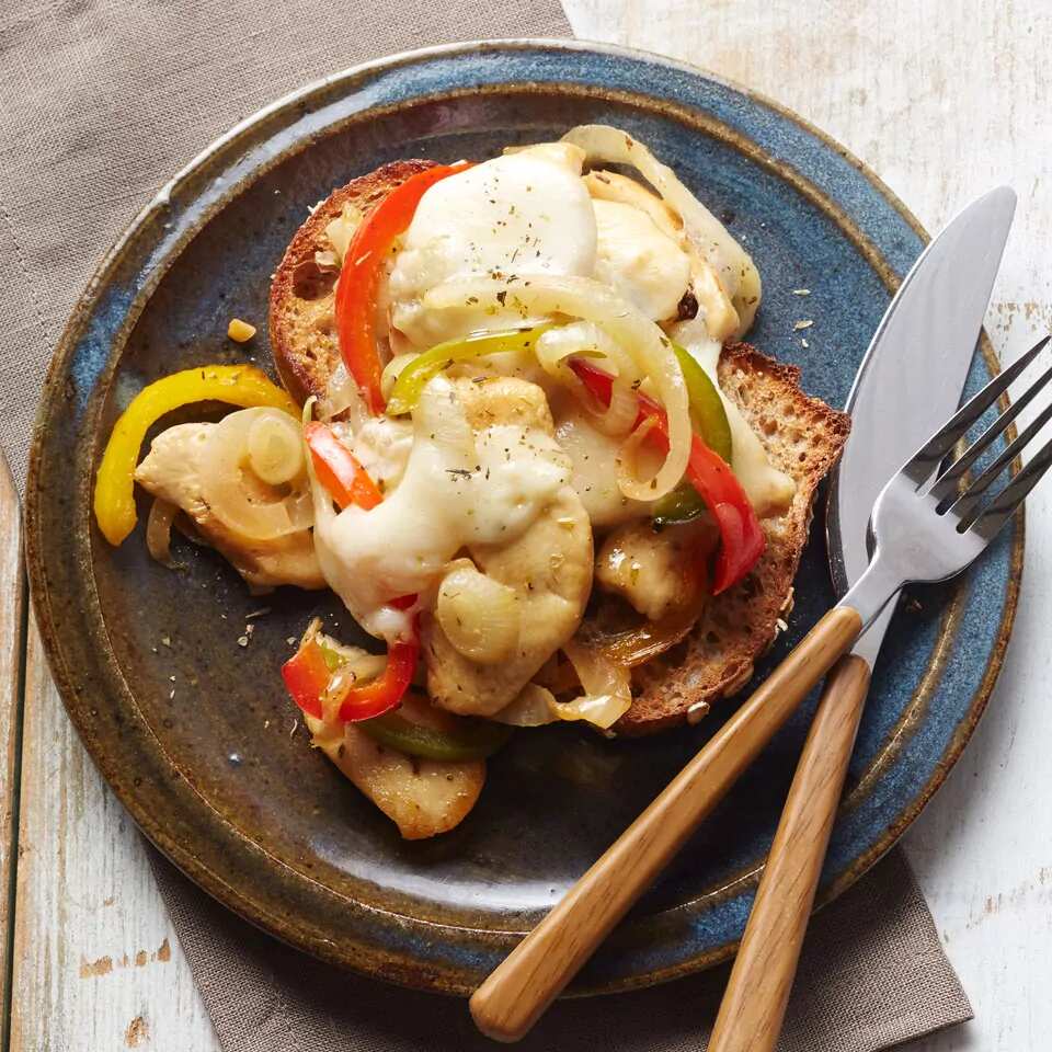 How to make Open-face Philly-style Chicken Sandwiches Recipe