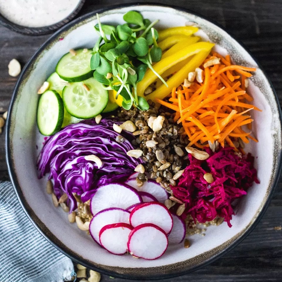 How to make Rainbow Grain Bowl With Cashew Tahini Sauce Recipe