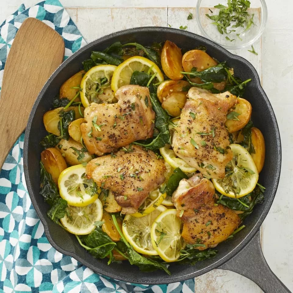 How to make Skillet Lemon Chicken & Potatoes With Kale Recipe