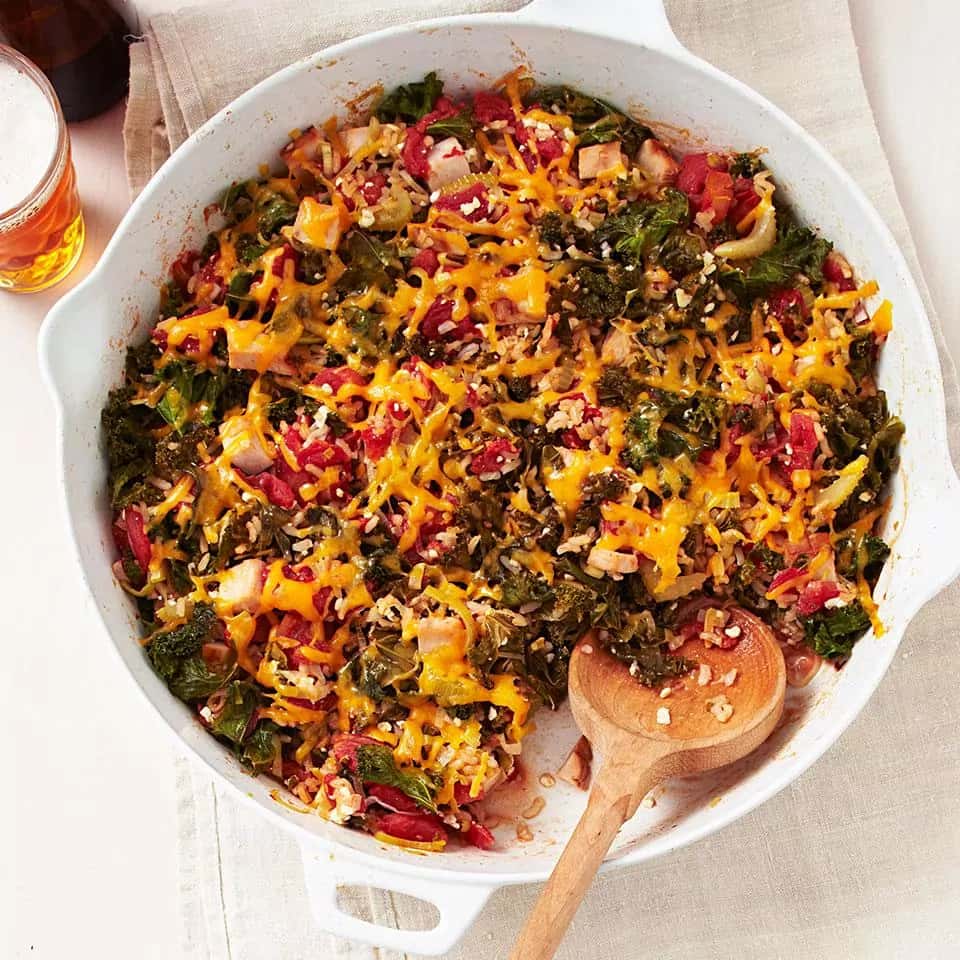 How to make Smoked Turkey Kale & Rice Bake Recipe