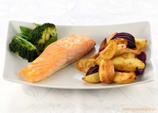 How to make Honey Mustard Salmon With Potato Wedges Recipe