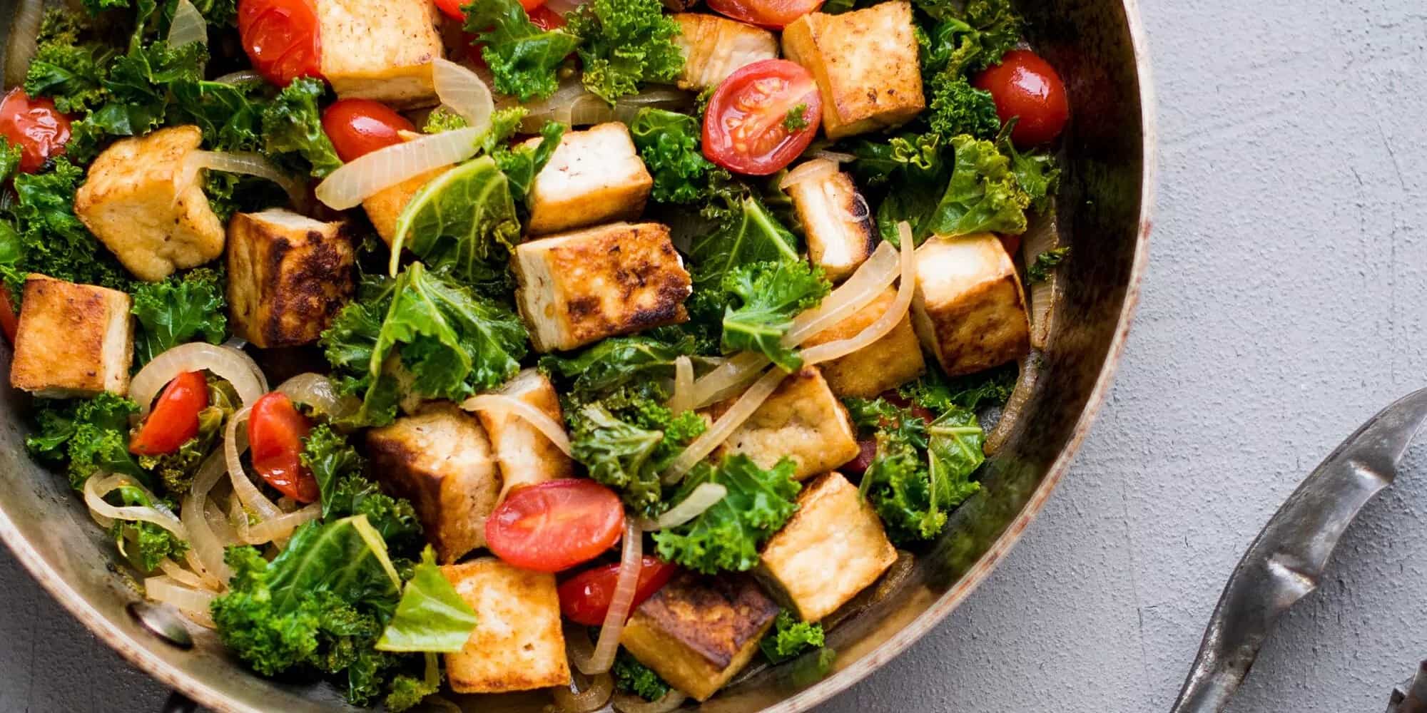 How to make Tofu, Kale & Cherry Tomatoes In White Wine Sauce Recipe