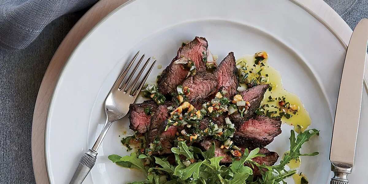 Hanger Steak With Herb-Nut Salsa