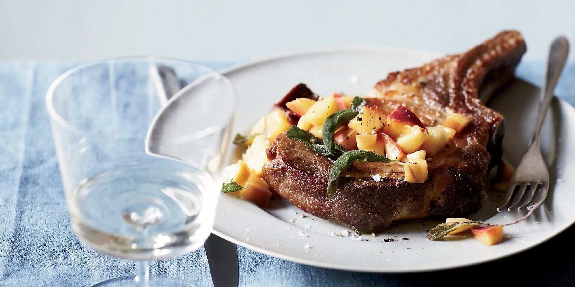 How to make Sagerubbed Pork Chops With Pickled Peach Relish Recipe