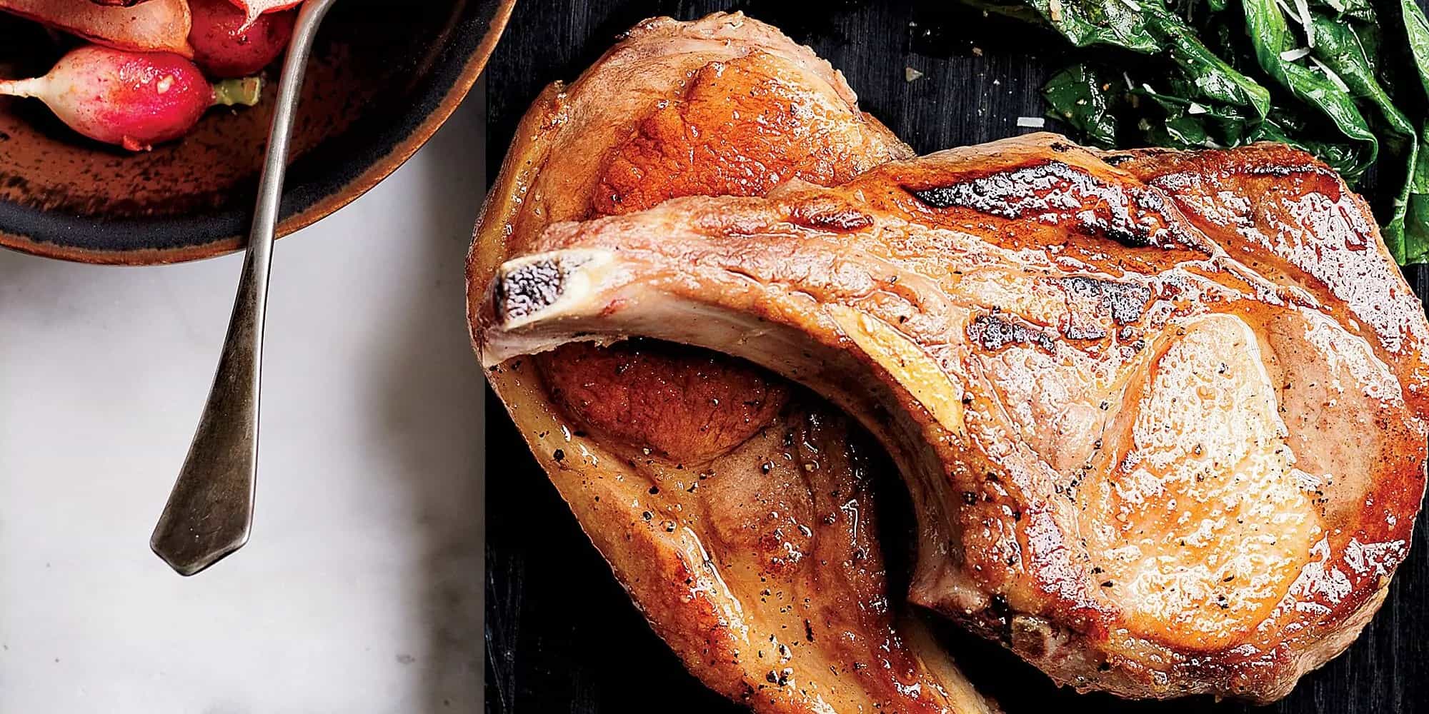 How to make Skillet Pork Chops With Warm Escarole Caesar Recipe