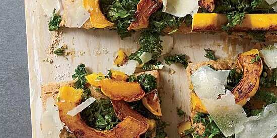 Spelt Focaccia With Kale, Squash And Pecorino