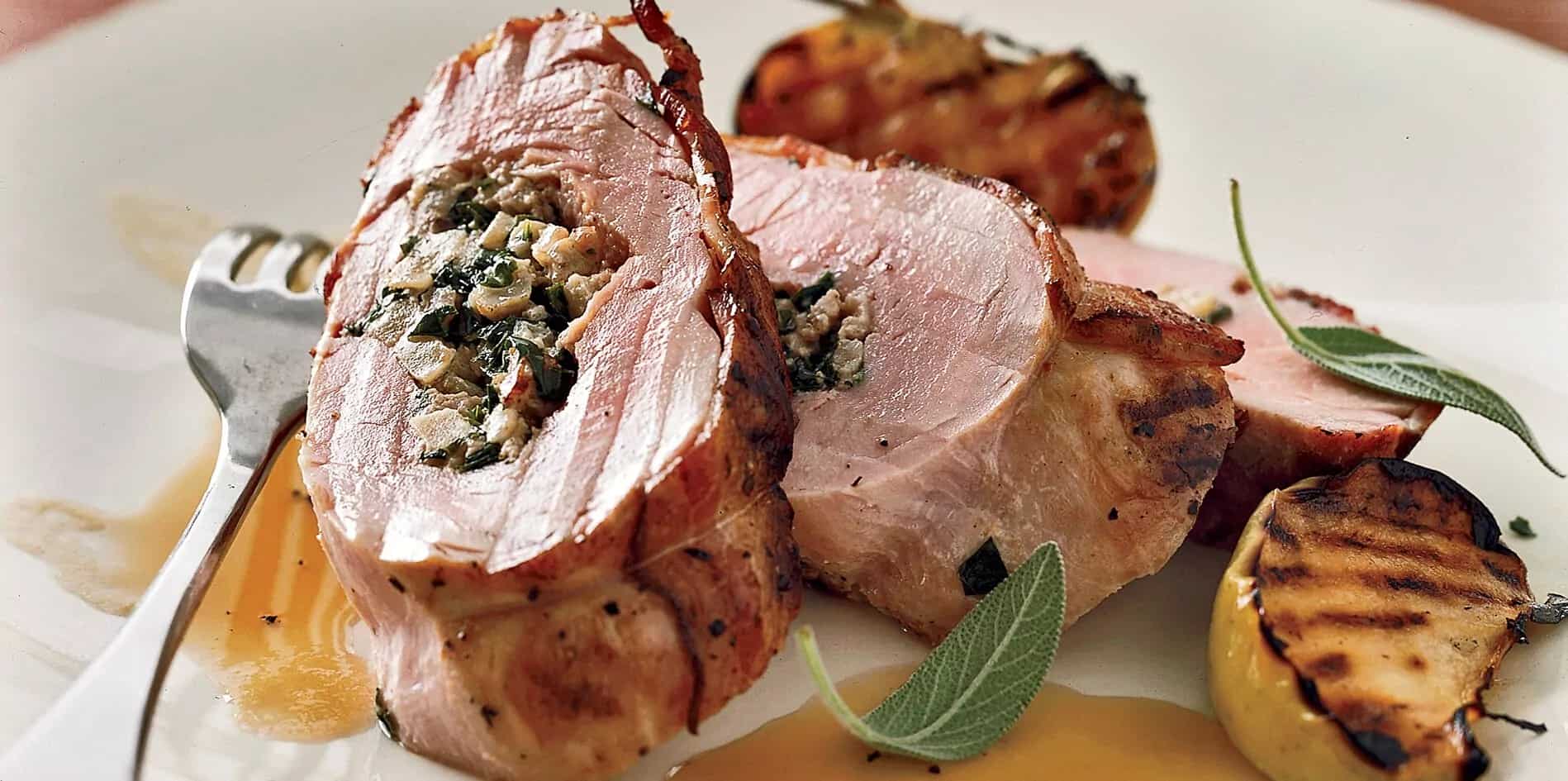 How to make Stuffed Pork Tenderloins With Bacon And Apple-riesling Sauce Recipe