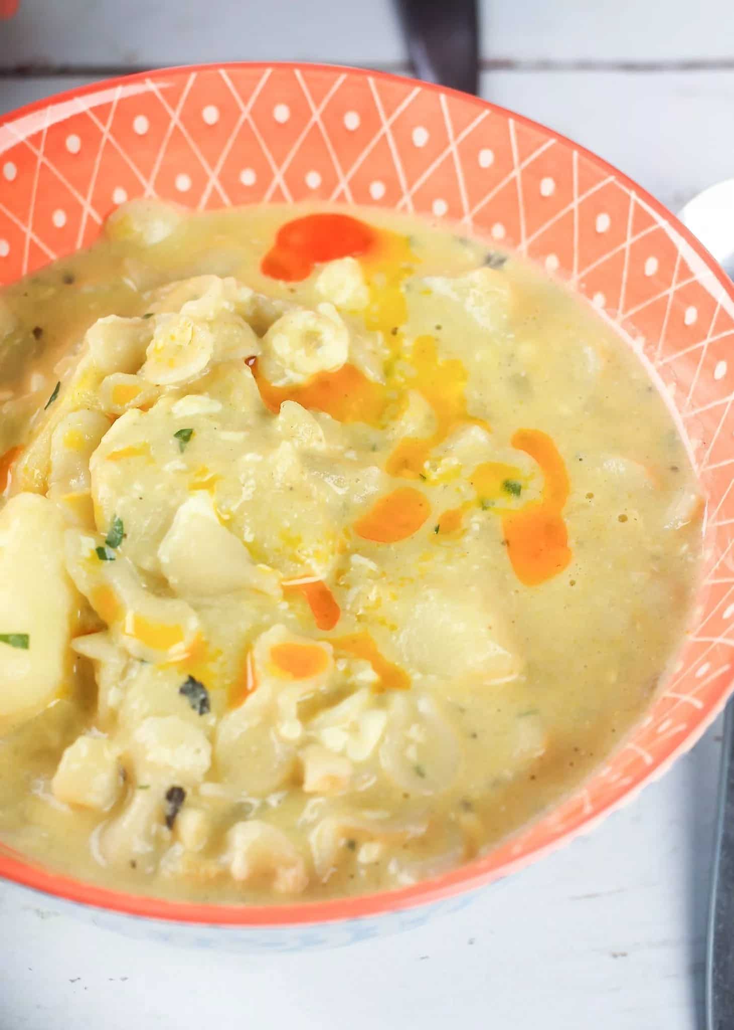 How to make Ecuadorian Pasta Cheese Soup With Potatoes Recipe