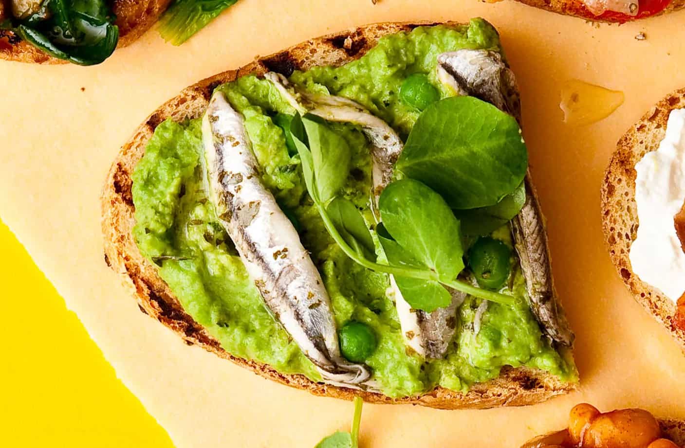 How to make Anchovies And Minty Peas On Toast Recipe