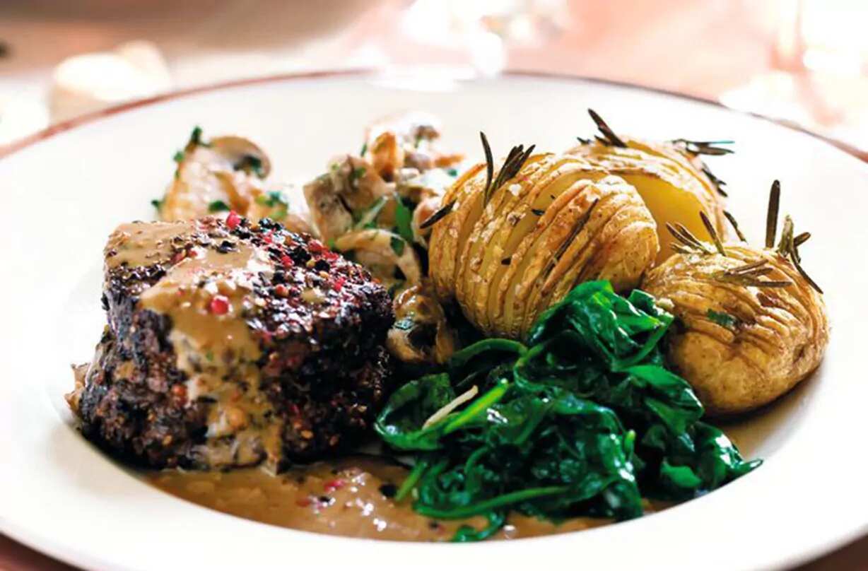 How to make  Fillet Steaks With Mustard Sauce And Hasselback Potatoes Recipe